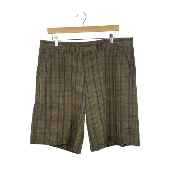 Patagonia Men’s Organic Cotton Plaid Outdoor Shorts in Brown Size 36 - Picture 1 of 12